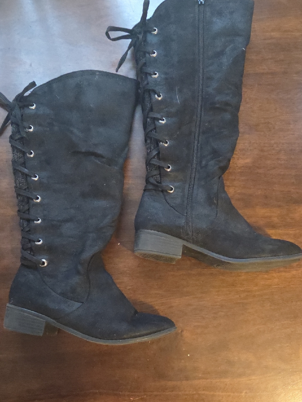 Kohl's Black Lace-Up Boots Size 7.5